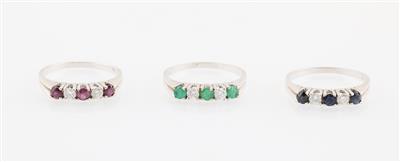 Brillant Farbstein Ringset - Schmuck