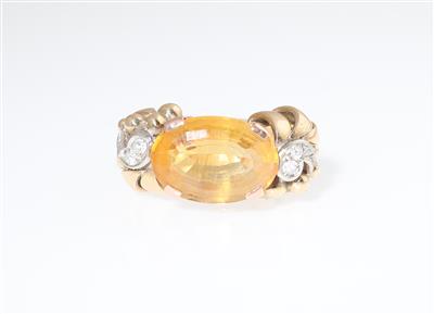 Diamant Citrin Ring - Klenoty