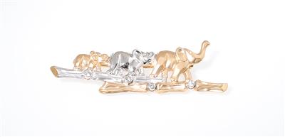 Brillantbrosche Elefantenfamilie zus. ca.0,10 ct - Jewellery