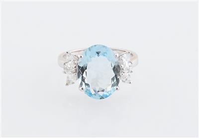 Diamant Aquamarin Ring - Gioielli