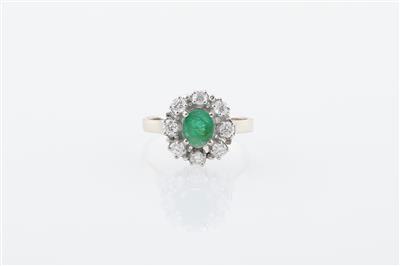 Brillant Smaragd Ring zus. ca. 0,55 ct - Klenoty