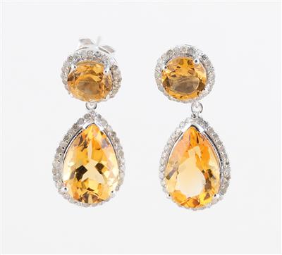Diamant Citrin Ohrsteckgehänge - Exquisite jewellery