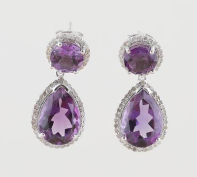 Diamant Amethyst Ohrsteckgehänge - Klenoty