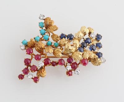 Brillant Farbstein Brosche - Jewellery