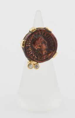 Brillantring mit Münze Römischer Kaiser Gordianus III, 238-244 n. Chr. - Jewellery