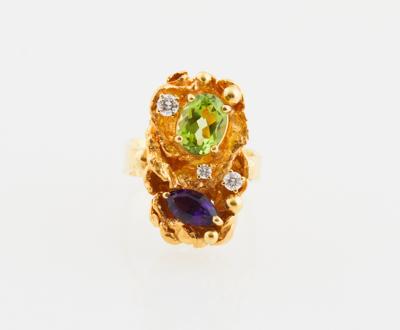 Brillant Amethyst Peridot Ring - Klenoty