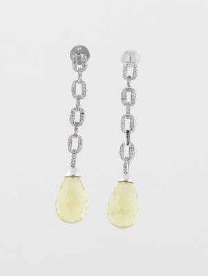 Diamant Lemoncitrin Ohrgehänge - Schmuck