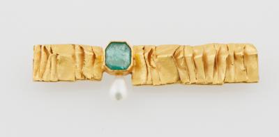 Smaragd Kulturperlen Brosche - Jewellery