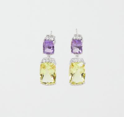 Amethyst Lemoncitrin Ohrsteckgehänge zus. ca. 17,80 ct - Jewellery