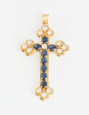 Brillant Saphir Kreuzanhänger - Jewellery