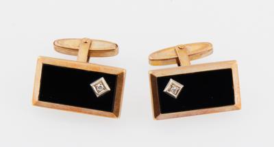 Manschettenknöpfe mit Onyx Einlagen und Brillanten - Jewellery