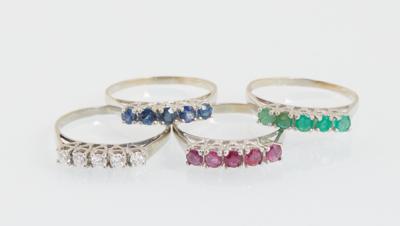 Brillant Farbstein Ringset - Schmuck