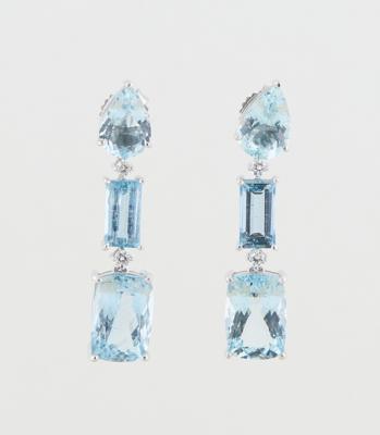 Aquamarin Ohrsteckgehänge zus. ca. 14,10 ct - Schmuck