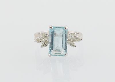Diamant Aquamarin Ring - Gioielli