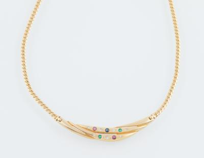 Brillant Saphir Rubin Smaragd Collier - Gioielli