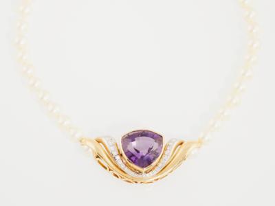 Kulturperlen Brillant Amethyst Collier - Jewellery