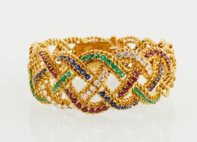 Brillant Rubin Saphir Smaragd Armreif - Mother's Day Auction Jewellery