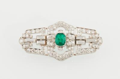 Diamant Smargdbrosche - Mother's Day Auction Jewellery