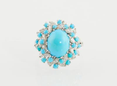 Diamantring mit behandelten Türkisen - Mother's Day Auction Jewellery