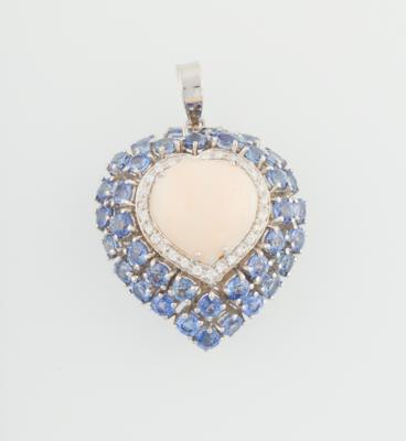 Saphir Korallen Herzanhänger - Mother's Day Auction Jewellery
