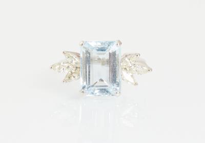 Diamant Aquamarin Ring - Jewellery