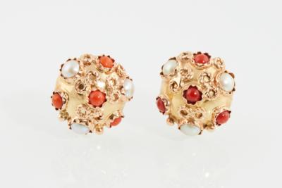 Kulturperlen Korallen Ohrclips - Jewellery