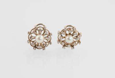 Kulturperlen Diamant Ohrclips - Jewellery