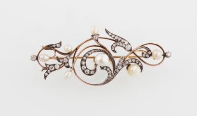 Orientperlen Altschliffdiamant Brosche - Jewellery