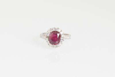 Brillantring mit unbehandeltem Rubin 2,64 ct - Schmuck