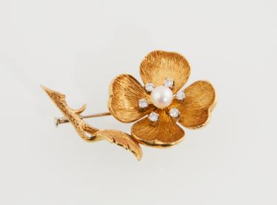 Brillant Blütenbrosche zus. ca. 0,30 ct - Jewellery