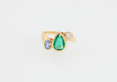Brillant Smaragd Saphir Ring - Gioielli
