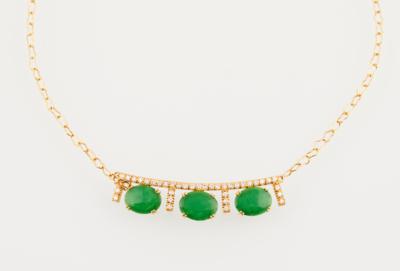 Diamantcollier mit behandeltem Jadeit - Klenoty