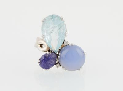 Tansanit Aquamarin Ring - Schmuck