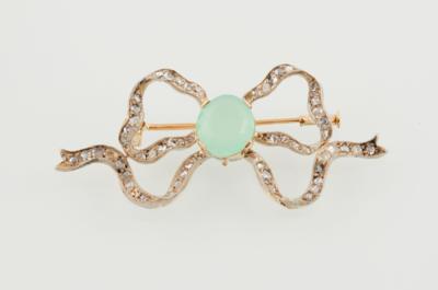 Diamant Chrysopras Brosche - Jewellery