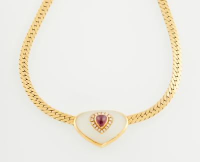 Brillant Rubin Bergkristall Collier - Gioielli