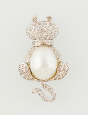 Brillantbrosche Katze zus. ca. 1,03 ct - Gioielli