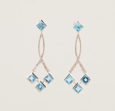 Diamant Ohrsteckgehänge mit behandelten Topasen zus. ca. 6,50 ct - Jewellery