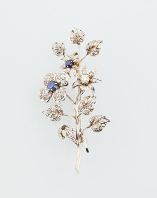 Diamant Tansanit Blütenbrosche - Jewellery