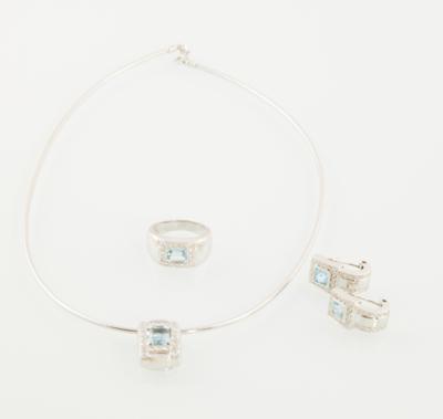 Brillant Aquamarin Garnitur - Schmuck