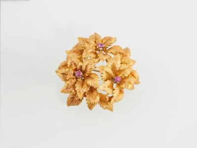 Rubin Blütenbrosche - Schmuck