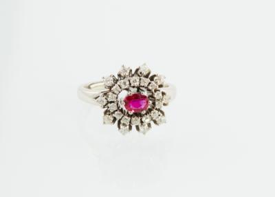 Diamantring mit unbehandeltem Rubin ca. 0,40 ct - Schmuck