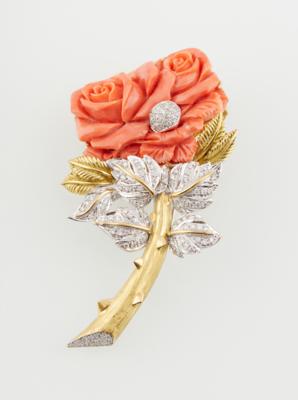 Brillant Korallen Brosche Rose - Schmuck