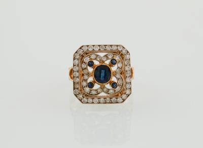 Diamant Saphir Ring - Klenoty