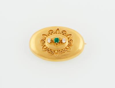 Diamant Smaragd Brosche - Jewellery