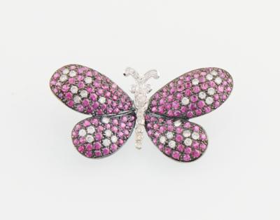 Brillant Rubin Brosche Schmetterling - Jewellery