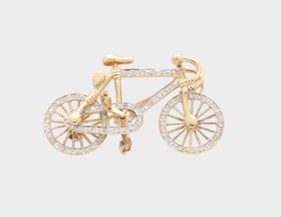 Brillant Brosche Rennrad zus. ca. 0,30 ct - Schmuck