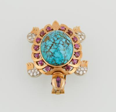 Diamant Rubin Brosche Schildkröte - Jewellery