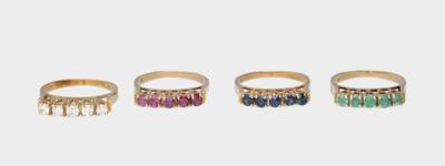 4 Brillant Farbsteinringe - Jewellery