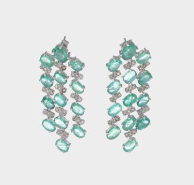 Diamant Smaragd Ohrsteckgehänge - Klenoty