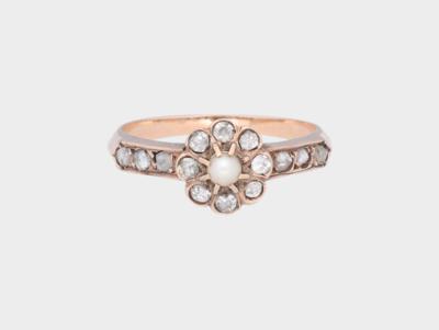 Halbperlen Diamantrauten Ring - Jewellery
